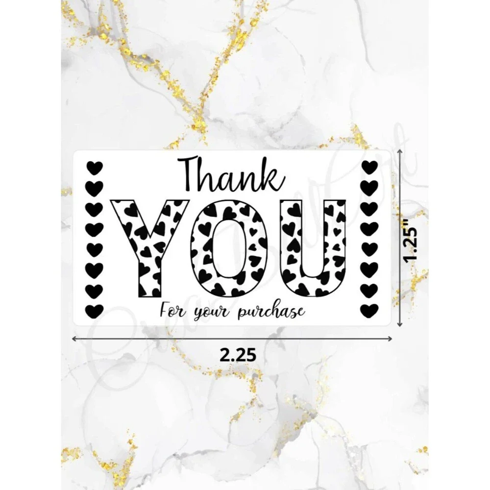 100 Cute Hearts Thank You Stickers for Packaging | Small Business Labels